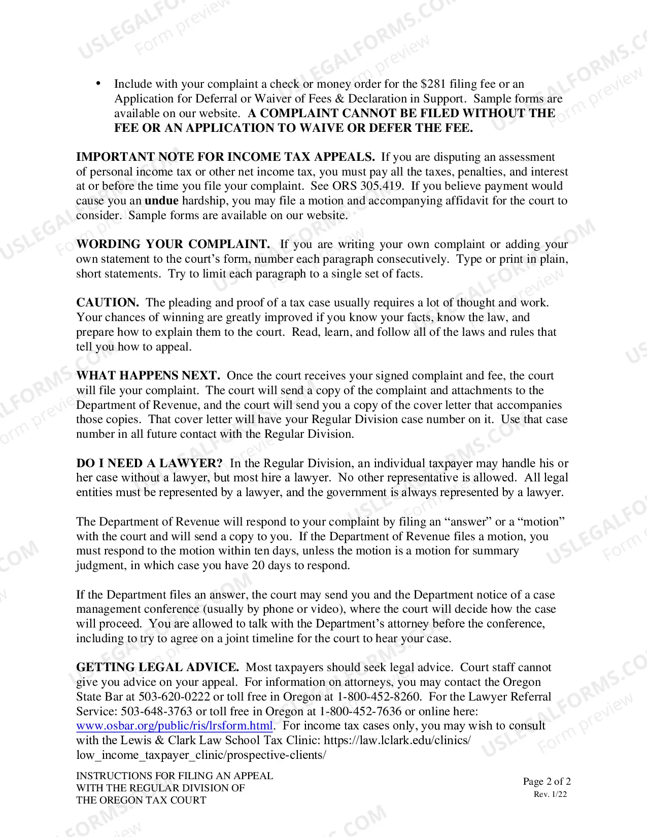Preview Instructions for filing an appeal