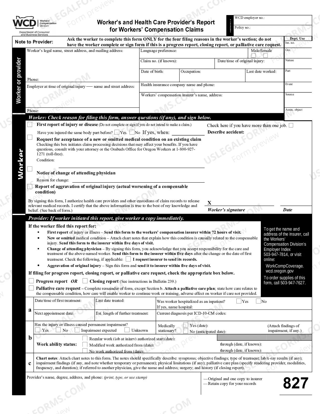 Preview Workers' and Physician's Report for Workers'Compensation Claims