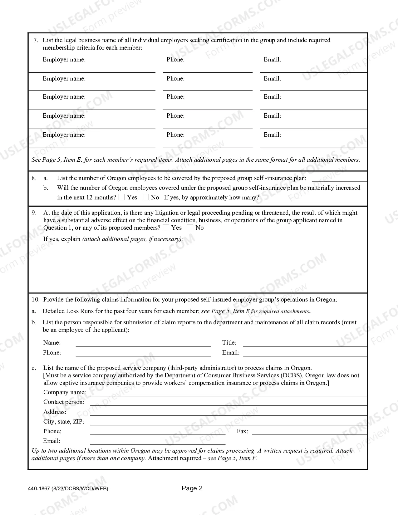 Preview Application for Self-Insured Employer Group