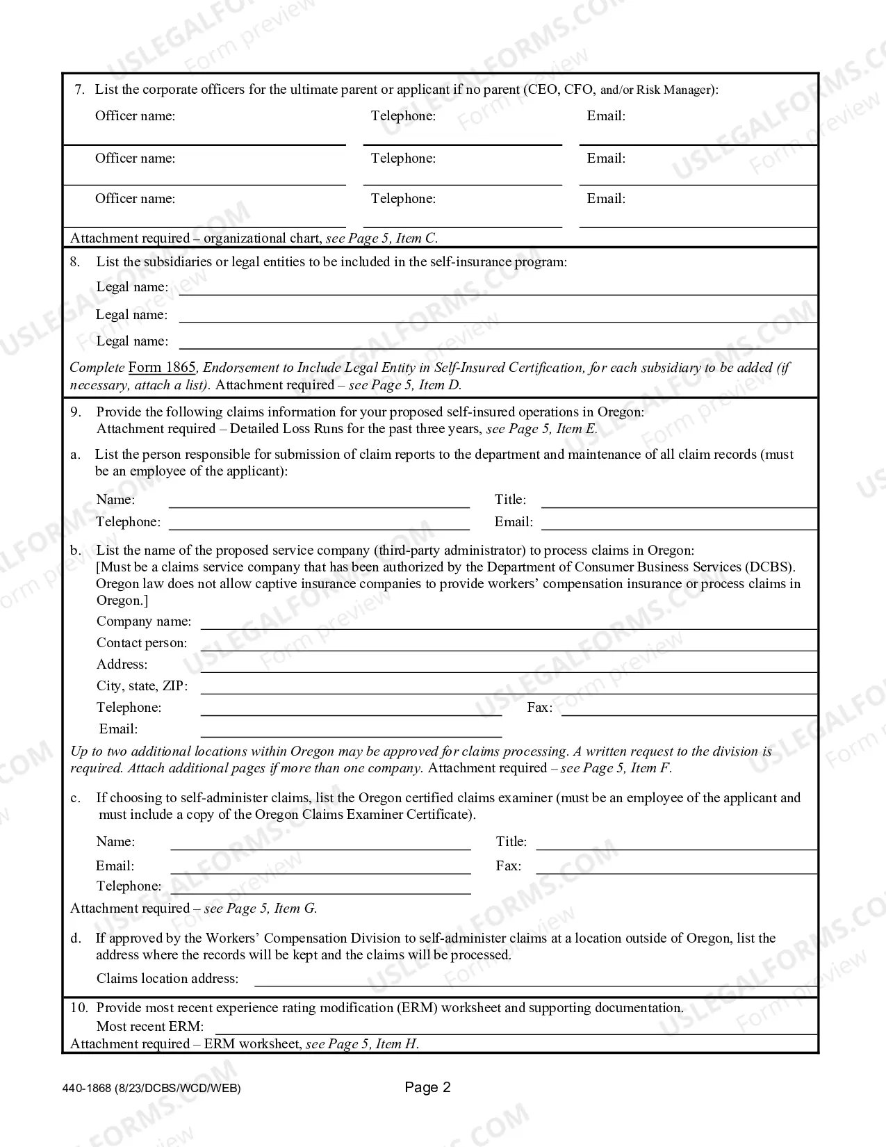 Preview Application for Self-Insurance
