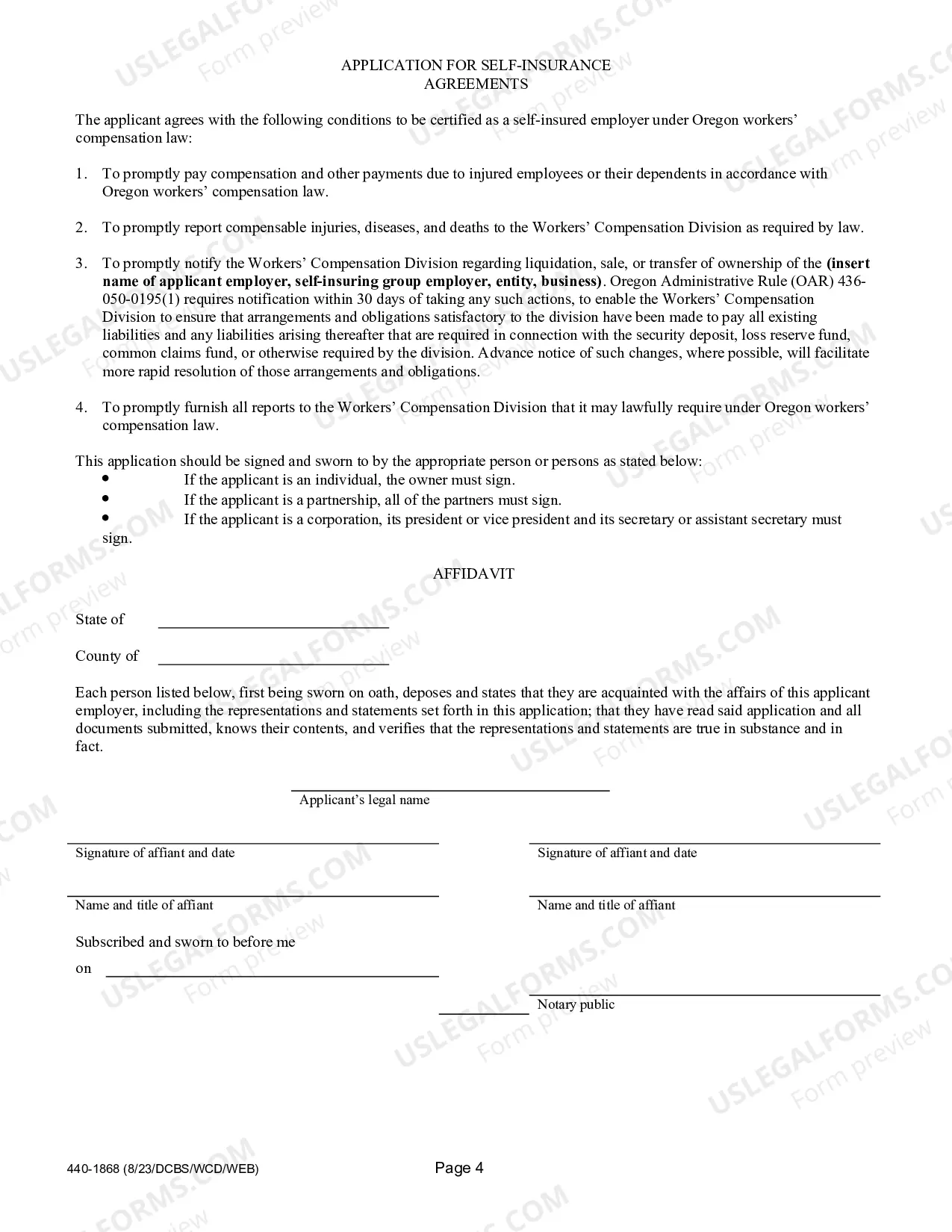 Preview Application for Self-Insurance