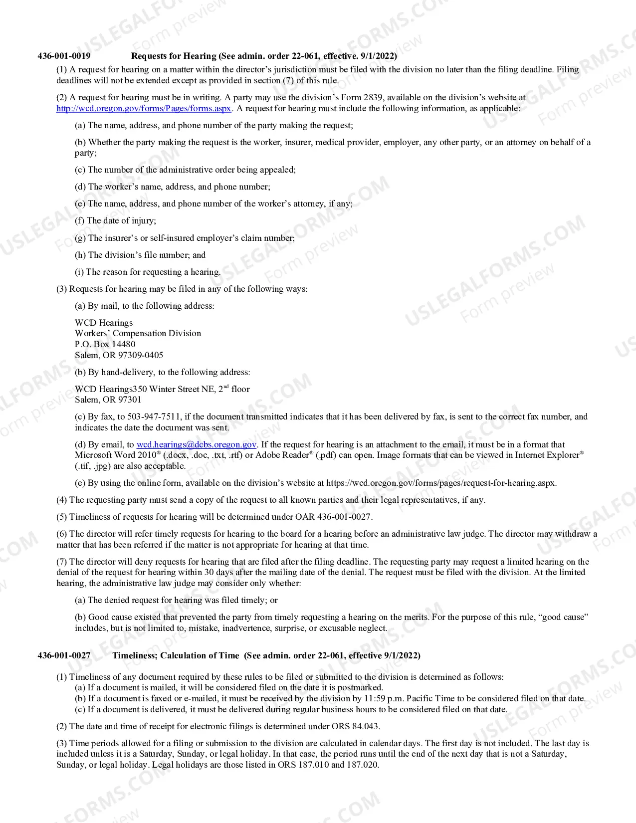 Preview Workers' Compensaton Division Request for Hearing