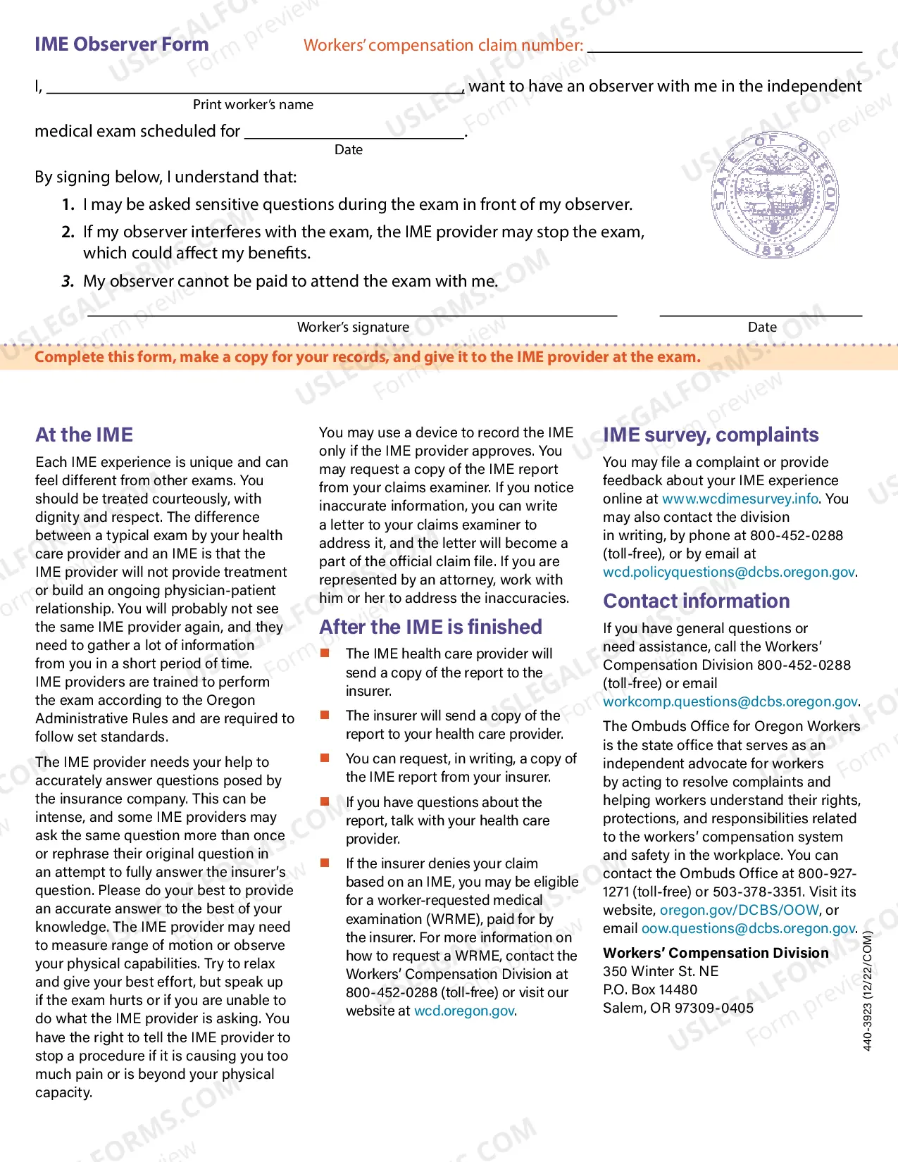 Preview Important information about Independent Medical Exams