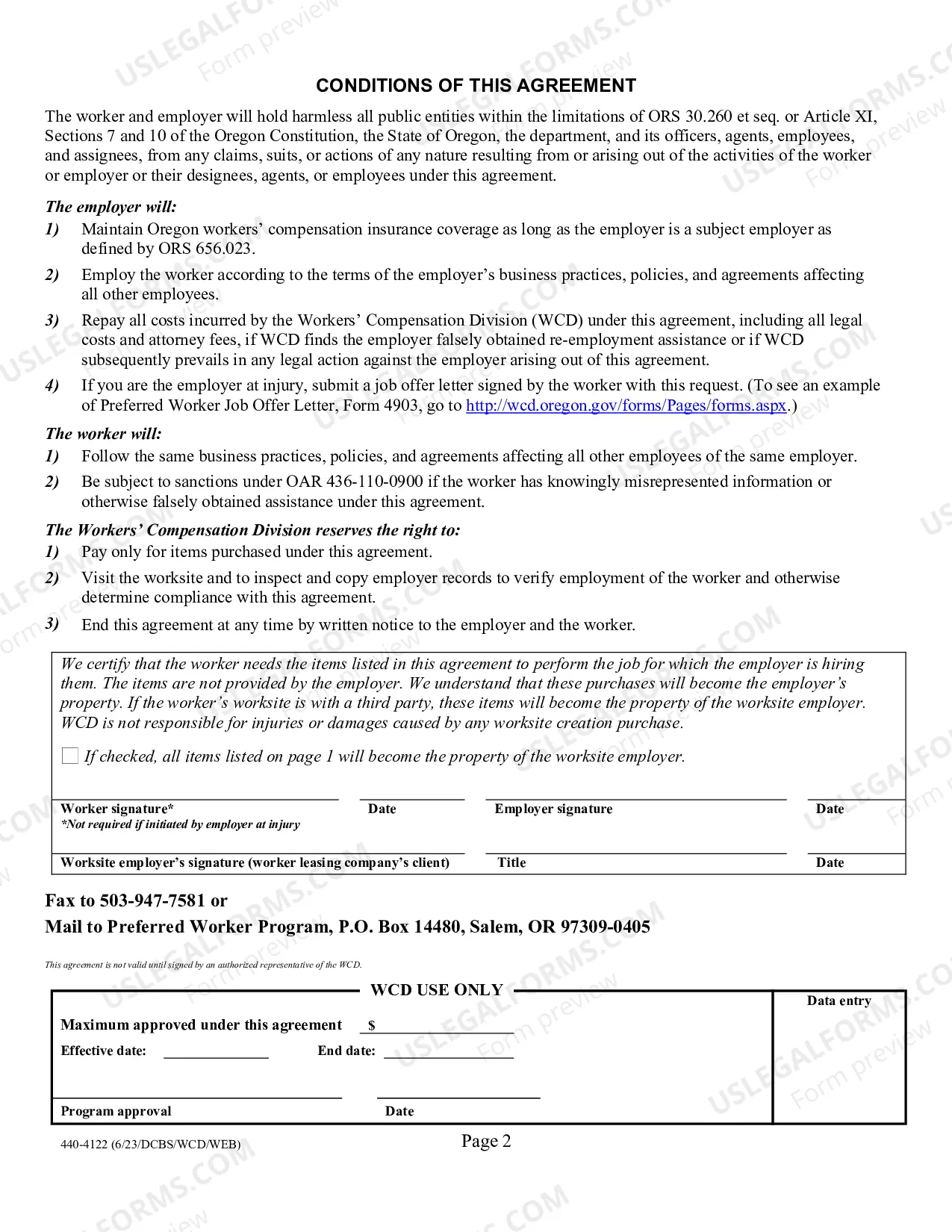 Preview Preferred Worker Worksite Creation Agreement