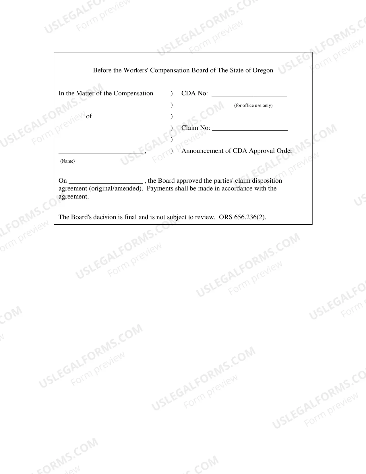 Preview Announcement Of CDA Approval Order