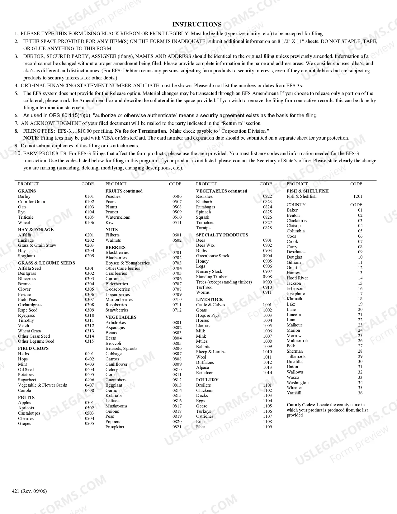 Preview Oregon EFS-3 Statement of Termination, Continuation, Assignment, Amendment
