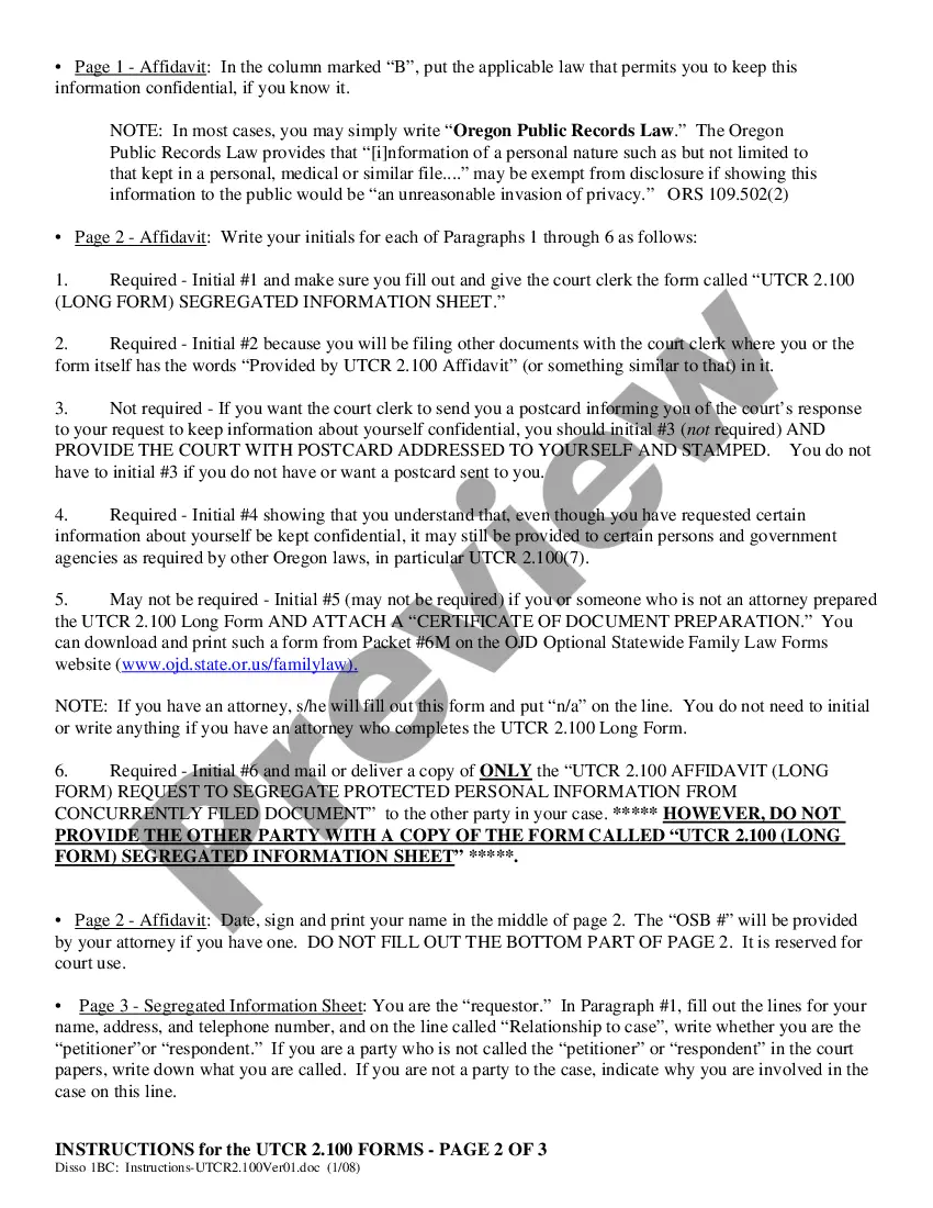 Get Instructions for the UTCR2.100 Forms Preview Instructions for the UTCR2.100 Forms