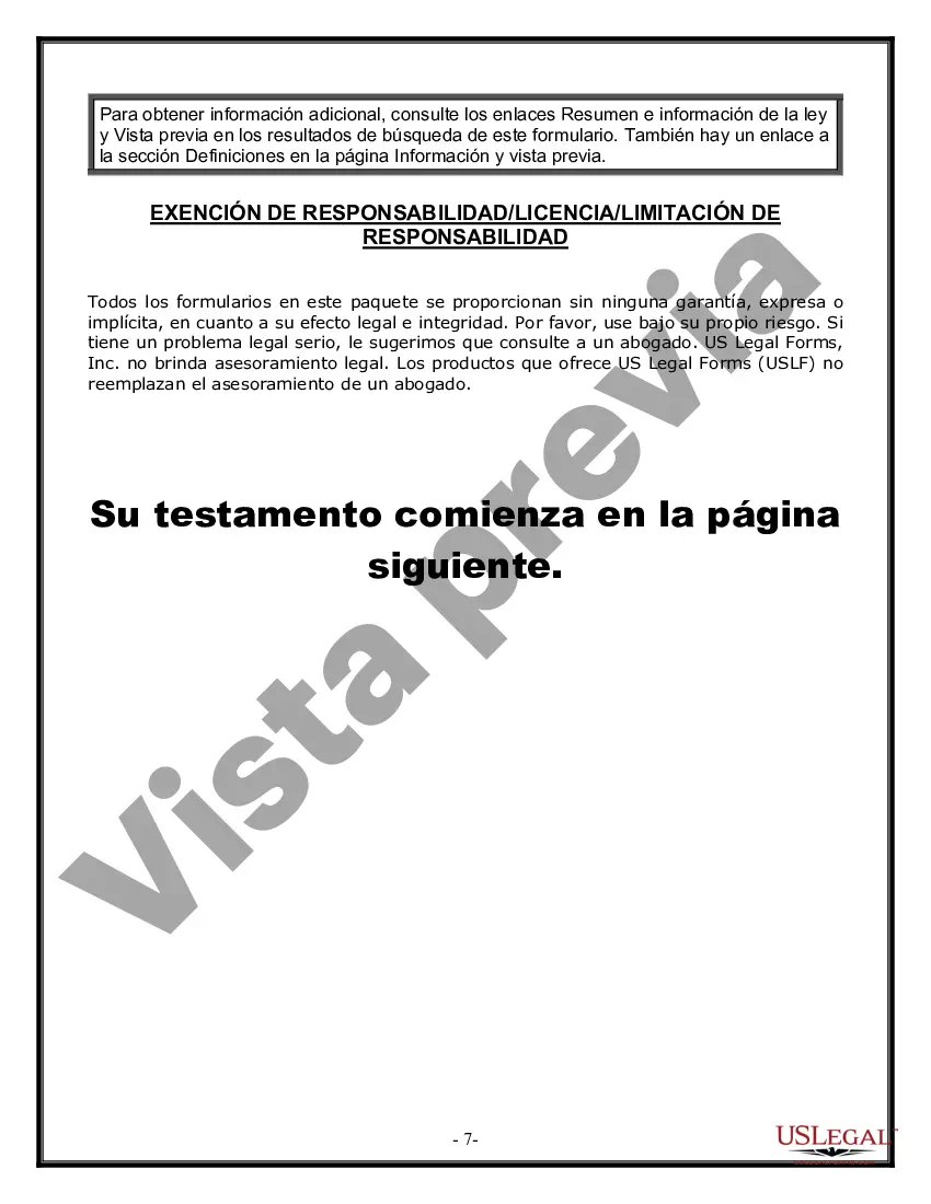 Preview Formulario de última voluntad y testamento legal para persona soltera sin hijos