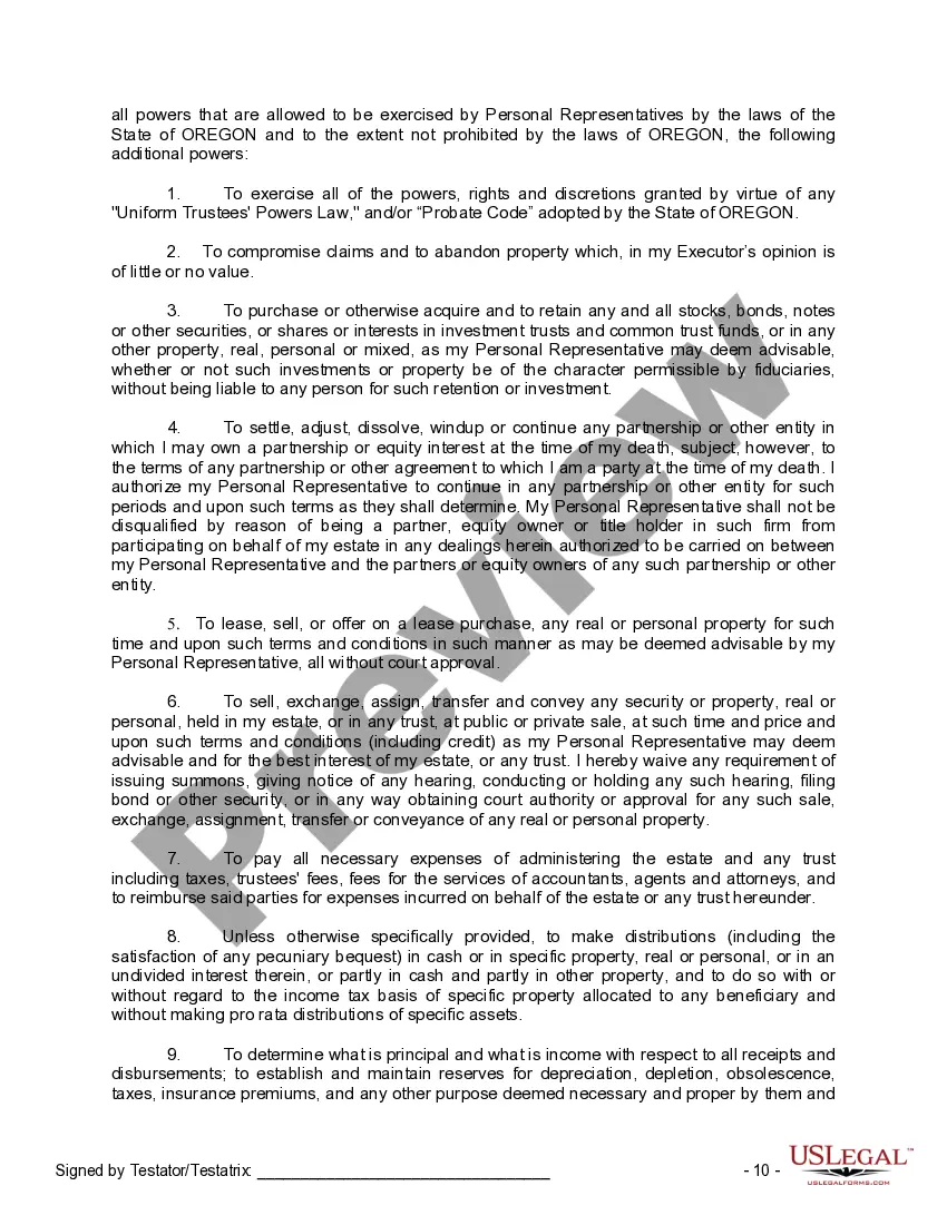 Preview Last Will and Testament for Single Person with No Children