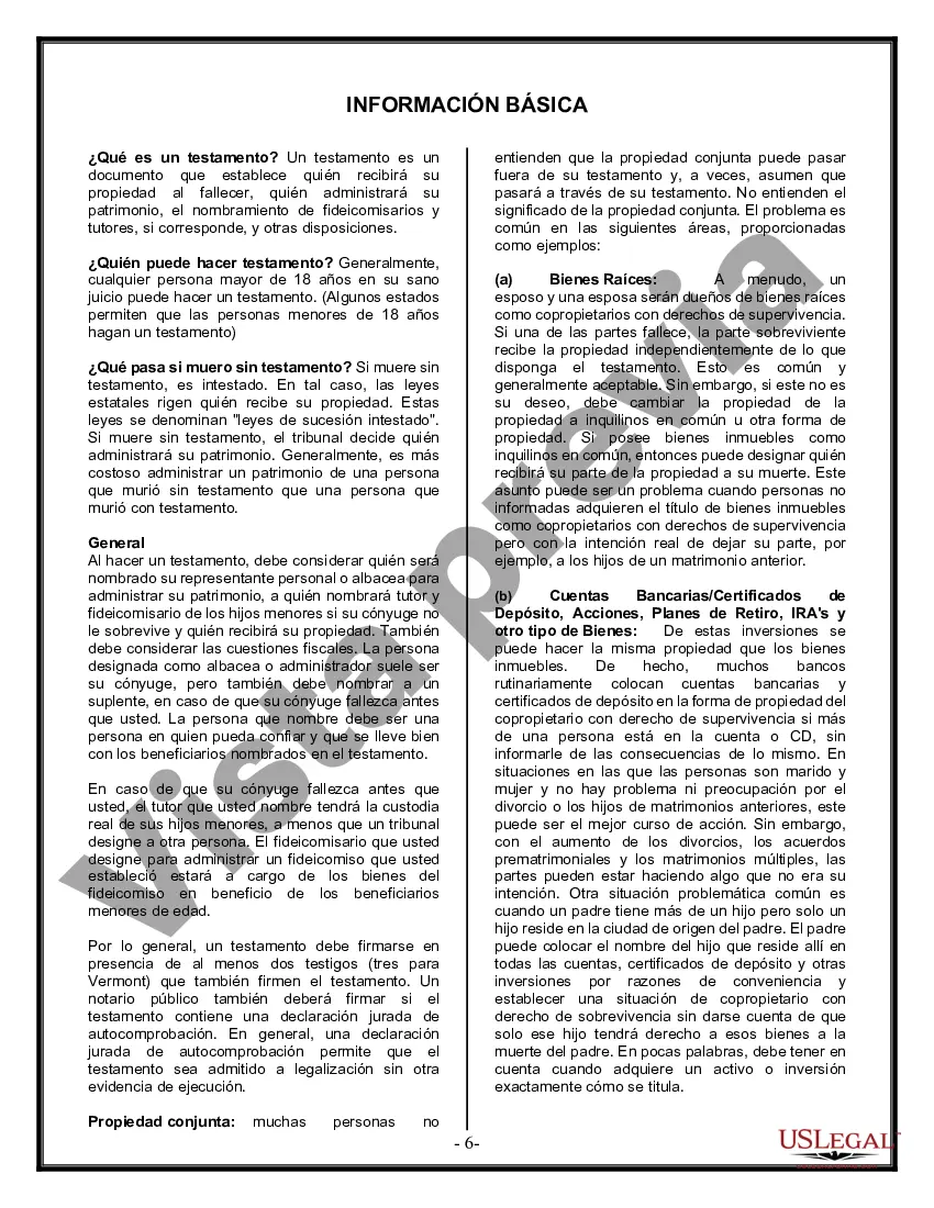 Preview Última voluntad y testamento legal para persona casada con hijos menores de edad de un matrimonio anterior