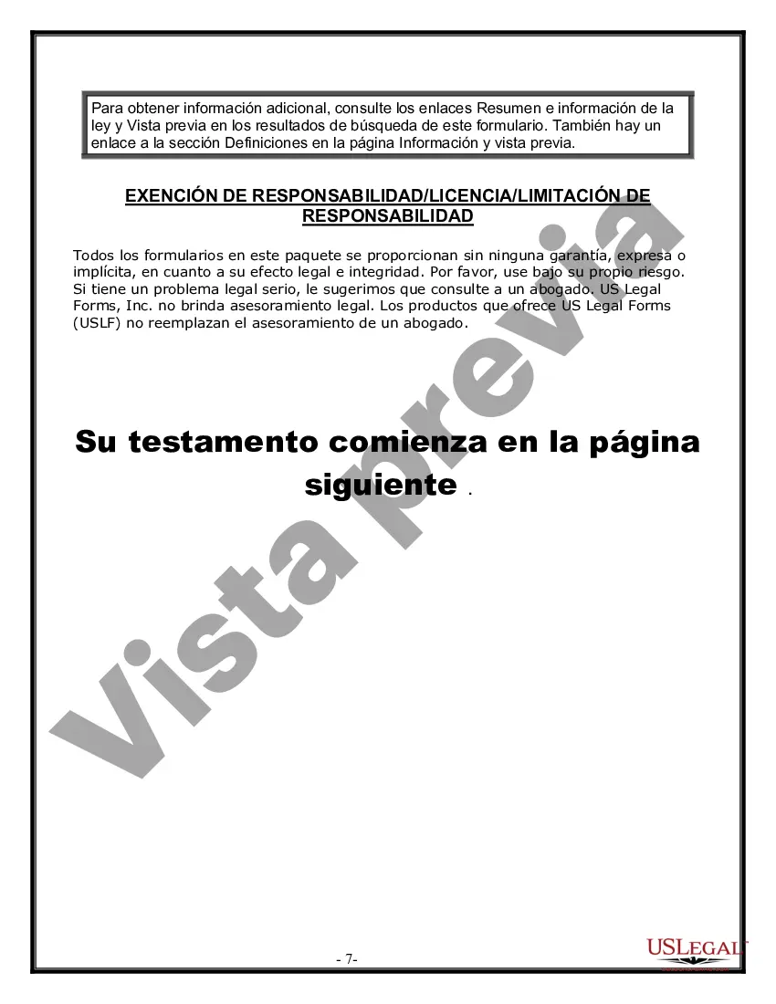 Preview Última voluntad y testamento legal para persona casada con hijos menores de edad de un matrimonio anterior