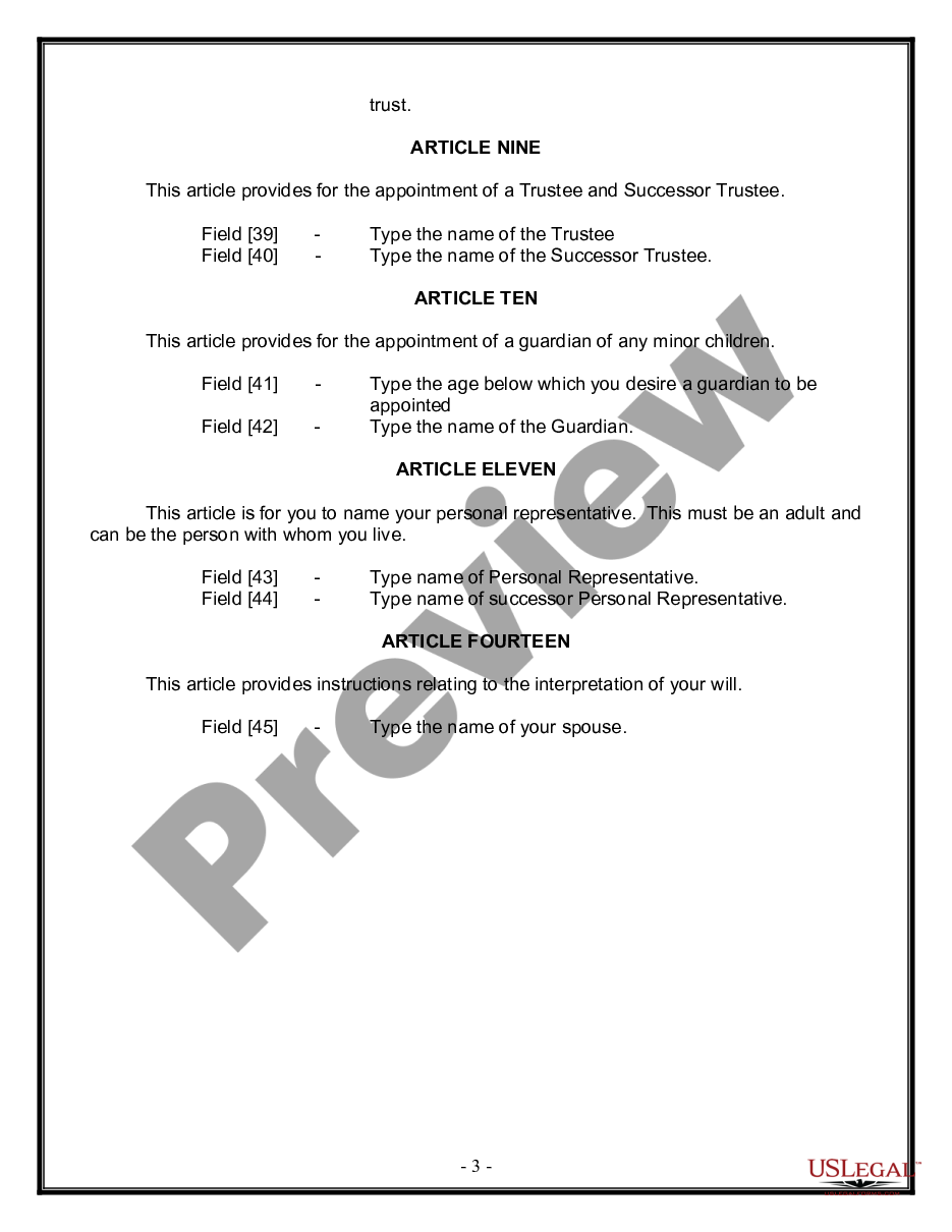 page 2 Legal Last Will and Testament for Married Person with Minor Children from Prior Marriage preview