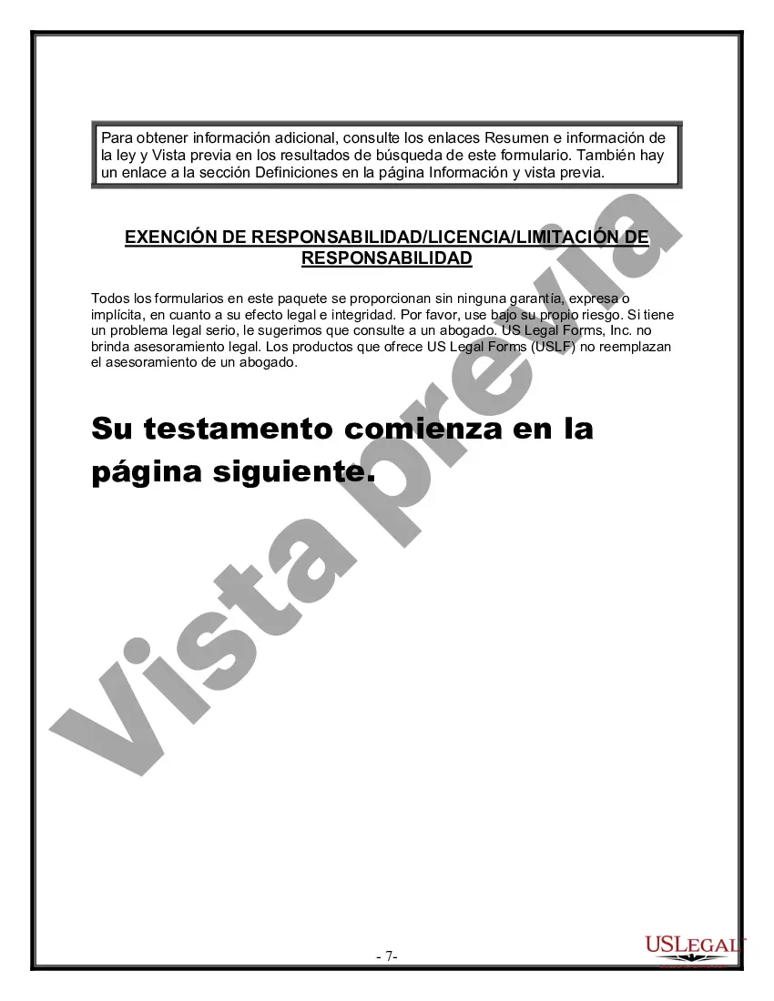 Preview Formulario de última voluntad y testamento legal para una persona casada con hijos adultos de un matrimonio anterior