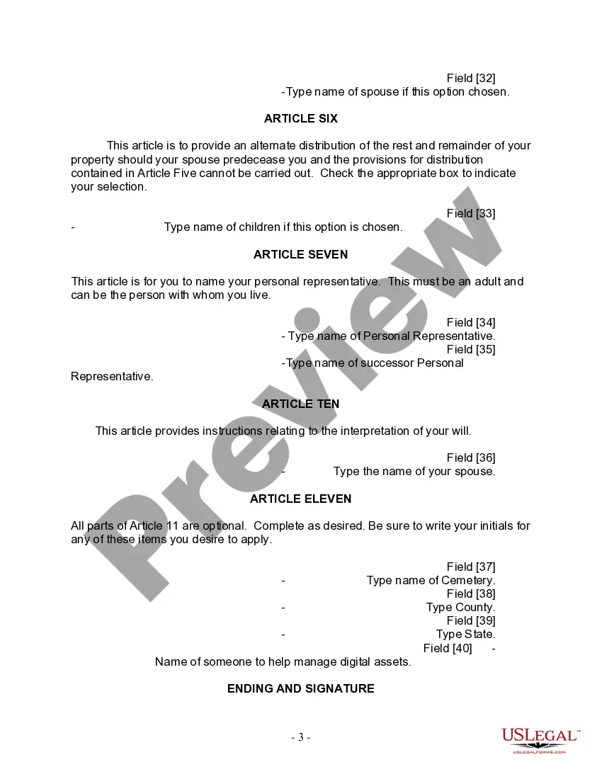 Preview Last Will and Testament for Married Person with Adult Children from Prior Marriage