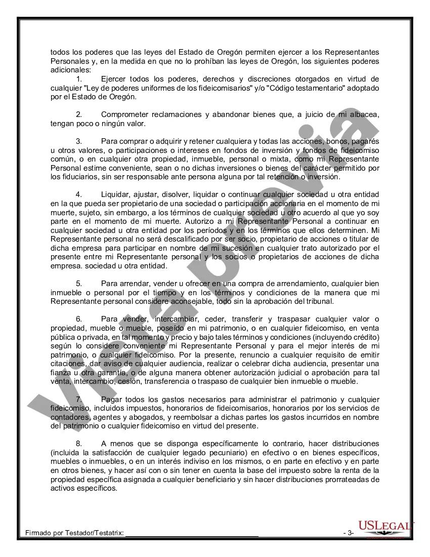 Preview Formulario de última voluntad y testamento legal para personas divorciadas que no se han vuelto a casar y no tienen hijos