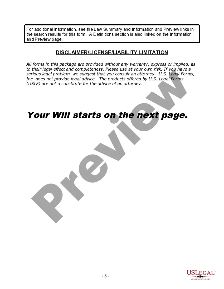 Preview Last Will and Testament for Divorced person not Remarried with Minor Children