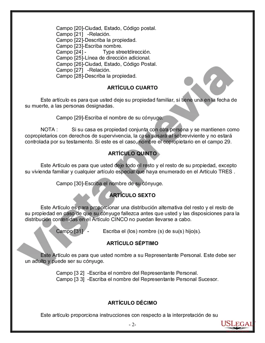 Preview Paquete de Voluntades Mutuas con Últimas Voluntades y Testamentos para Pareja Casada con Hijos Adultos