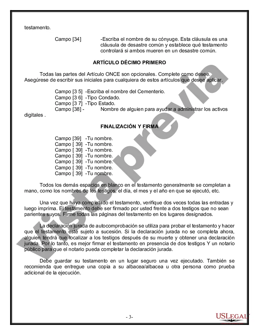 Preview Paquete de Voluntades Mutuas con Últimas Voluntades y Testamentos para Pareja Casada con Hijos Adultos