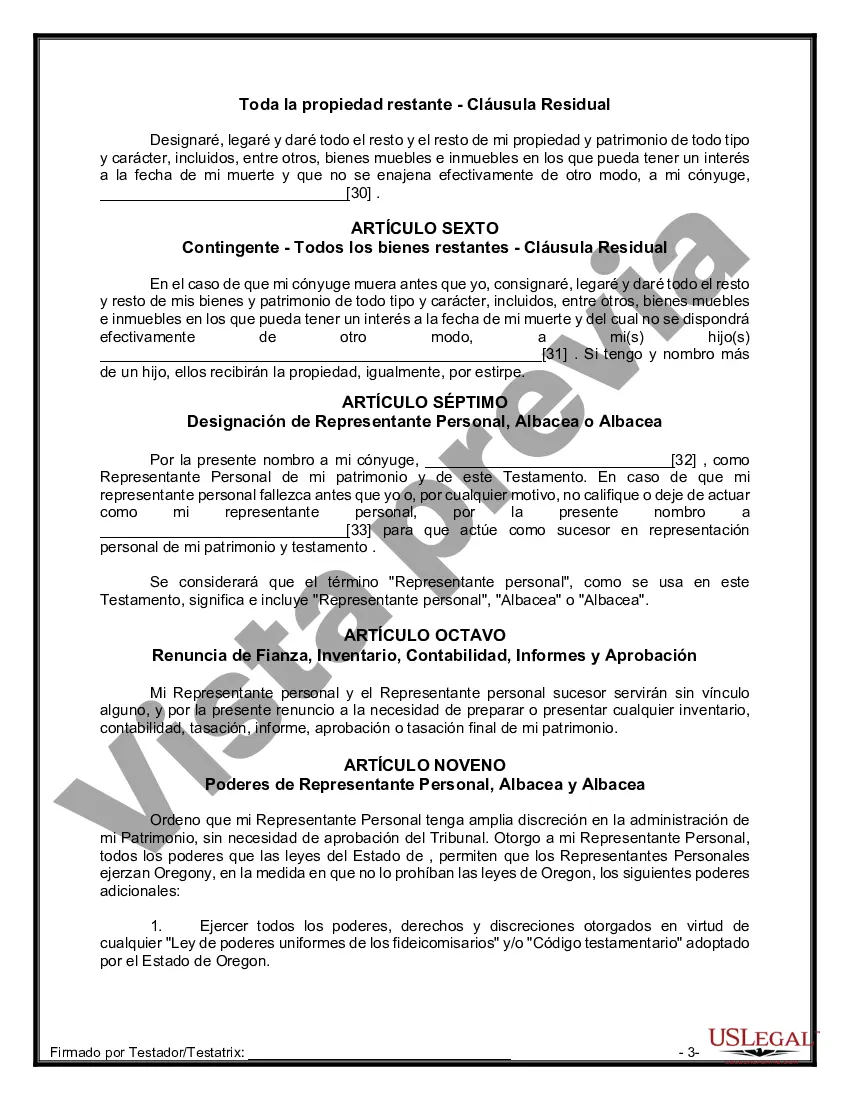 Preview Paquete de Voluntades Mutuas con Últimas Voluntades y Testamentos para Pareja Casada con Hijos Adultos