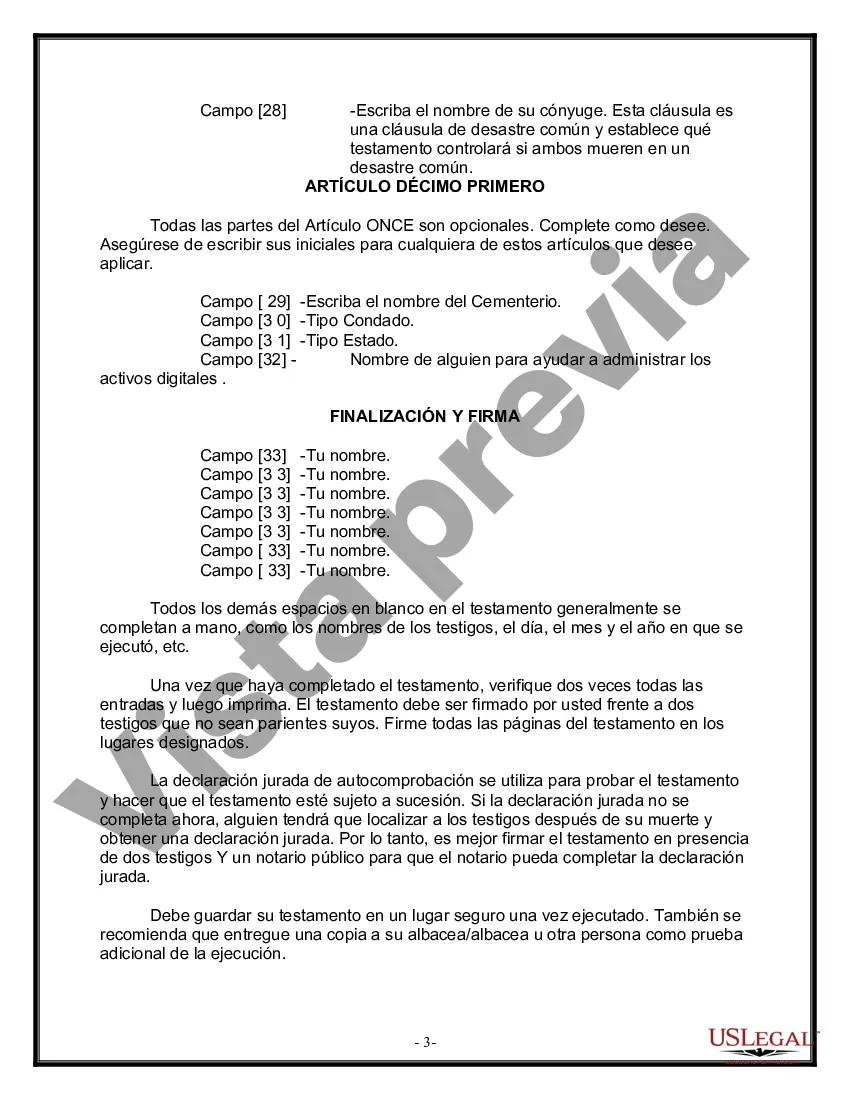 Preview Paquete de Voluntades Mutuas con Últimas Voluntades y Testamentos para Pareja Casada sin Hijos