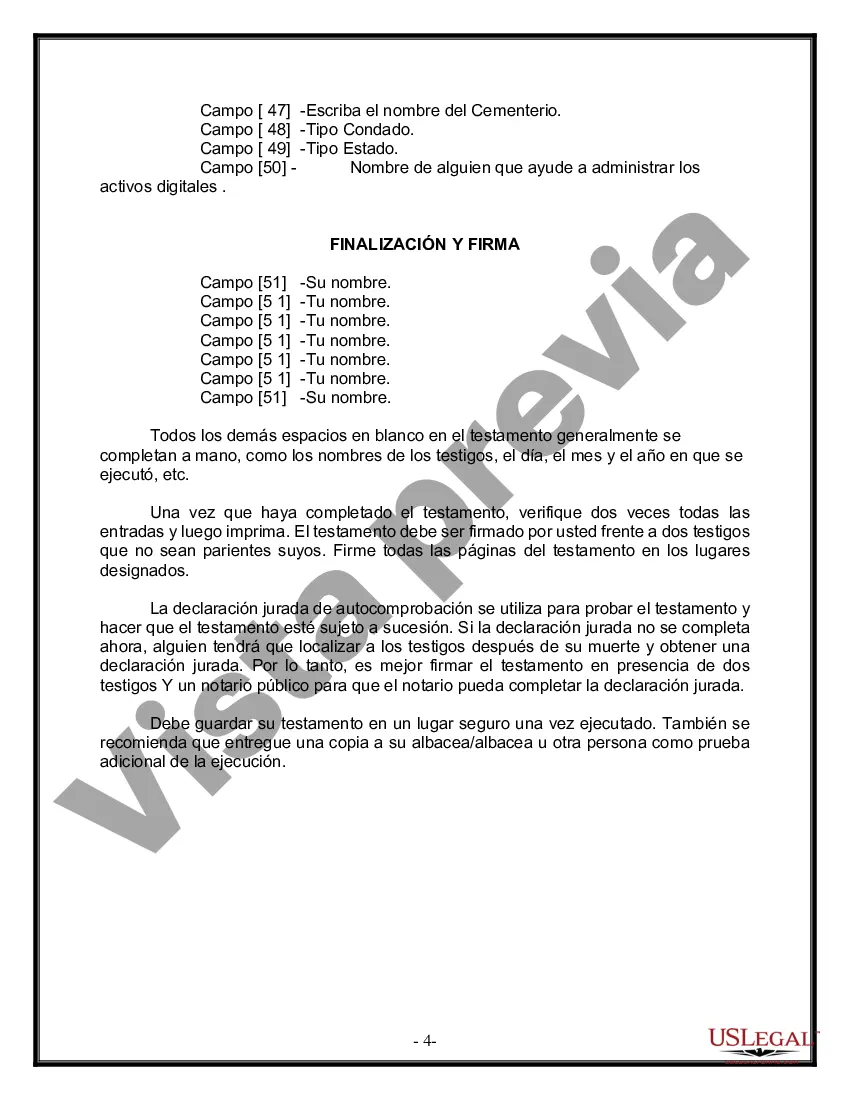 Preview Paquete de Voluntades Mutuas con Últimas Voluntades y Testamentos para Pareja Casada con Hijos Menores