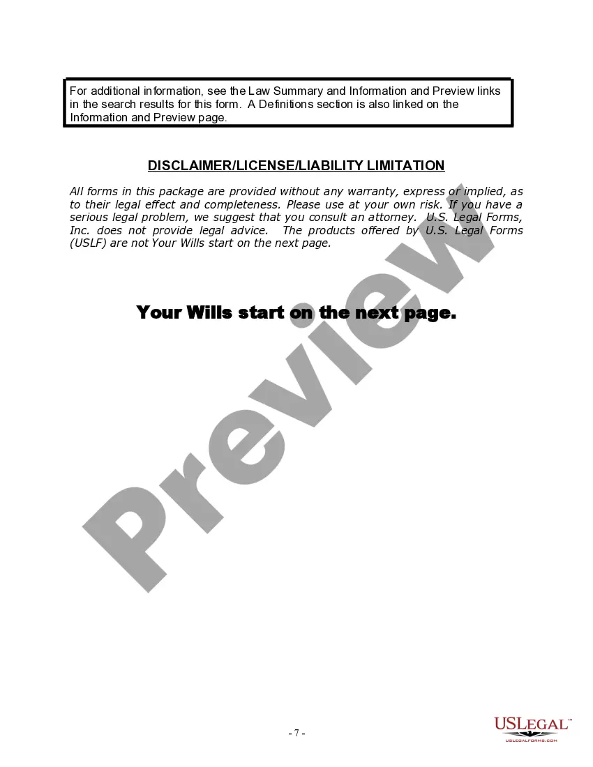 Preview Mutual Wills Package with Last Wills and Testaments for Married Couple with Minor Children