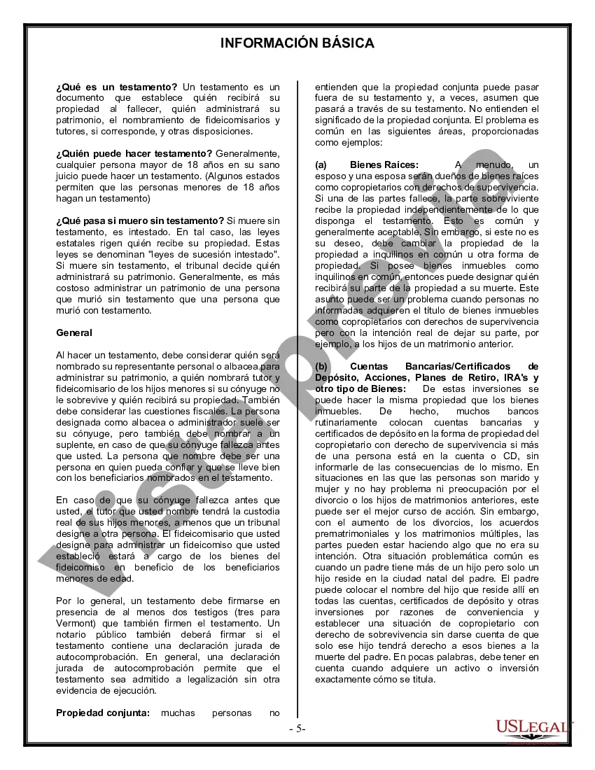 Preview Formulario Legal de Última Voluntad y Testamento para Persona Casada con Hijos Adultos