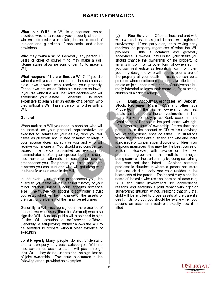 Preview Last Will and Testament for Married Person with Adult Children