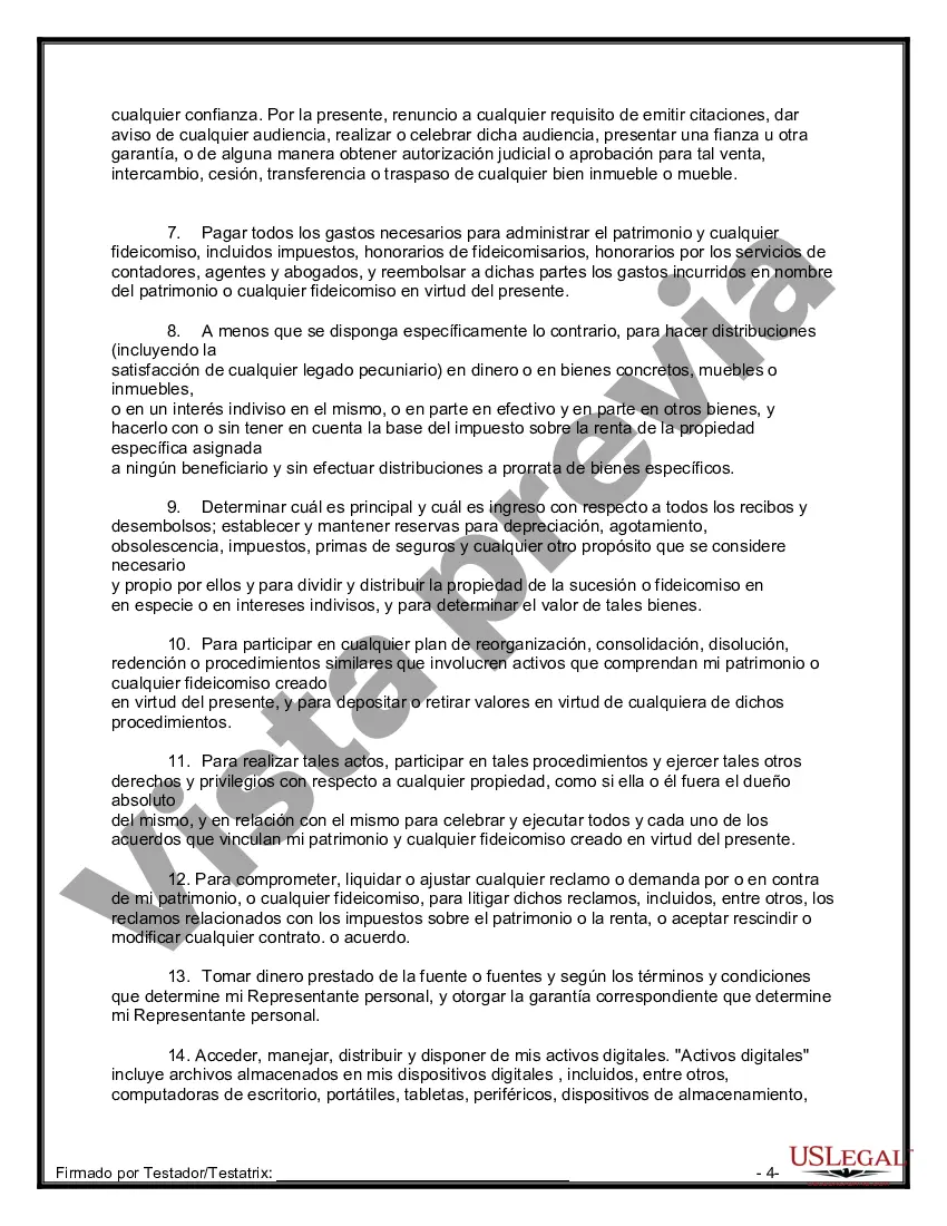 Preview Formulario de última voluntad y testamento legal para una pareja de hecho sin hijos