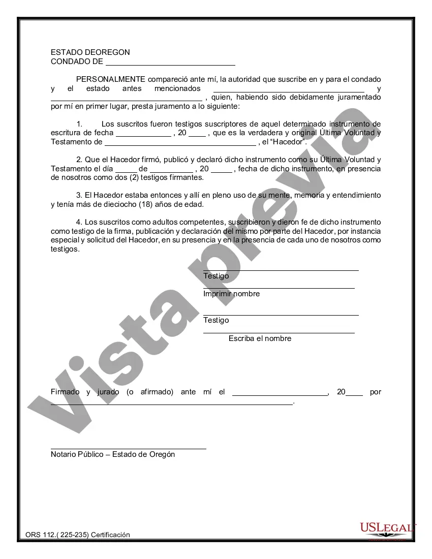 Preview Formulario de última voluntad y testamento legal para una pareja de hecho sin hijos