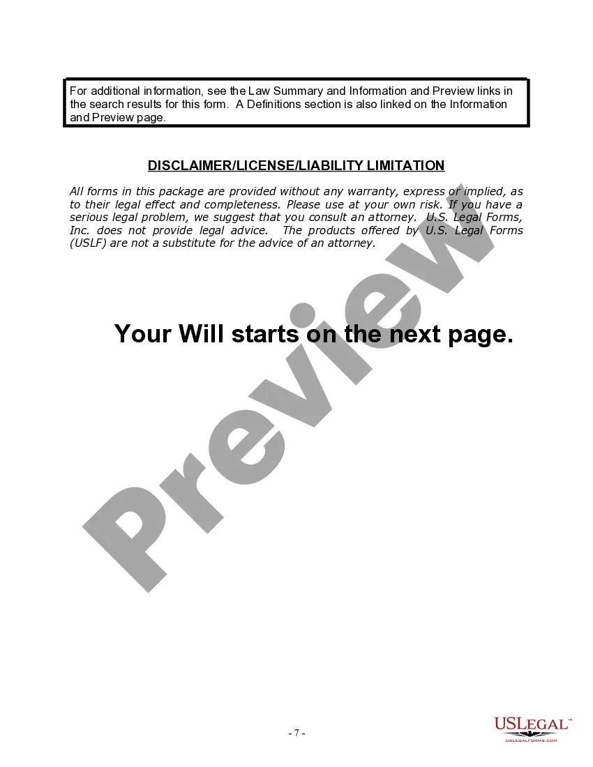 Preview Last Will and Testament for Domestic Partner with Minor Children