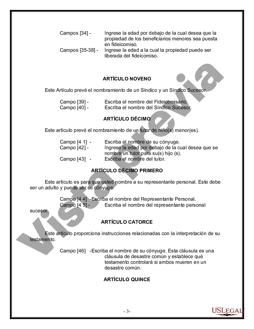 Preview Paquete de Voluntades Mutuas con Últimas Voluntades y Testamentos para Pareja Casada con Hijos Mayores y Menores