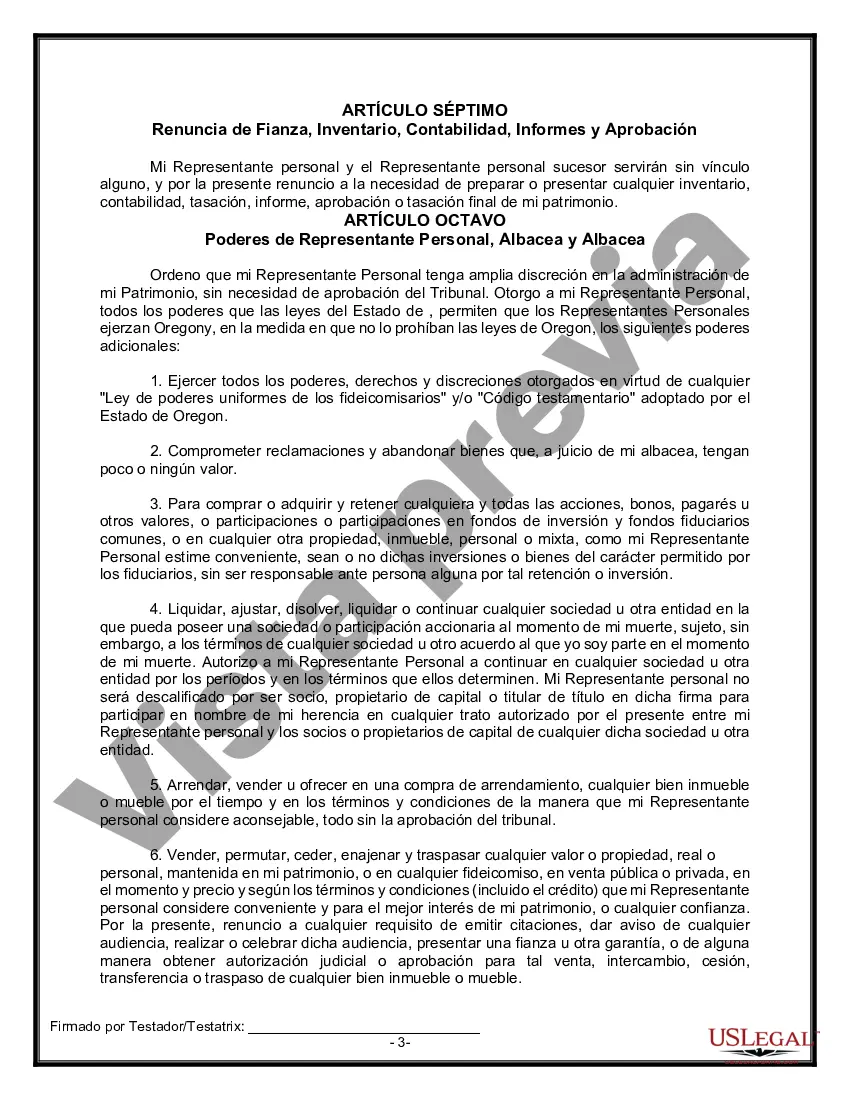 Preview Formulario de testamento y última voluntad legal para viuda o viudo con hijos adultos