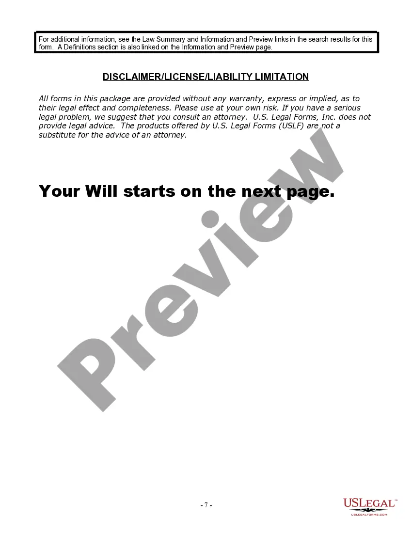 Preview Last Will and Testament for a Widow or Widower with Adult Children
