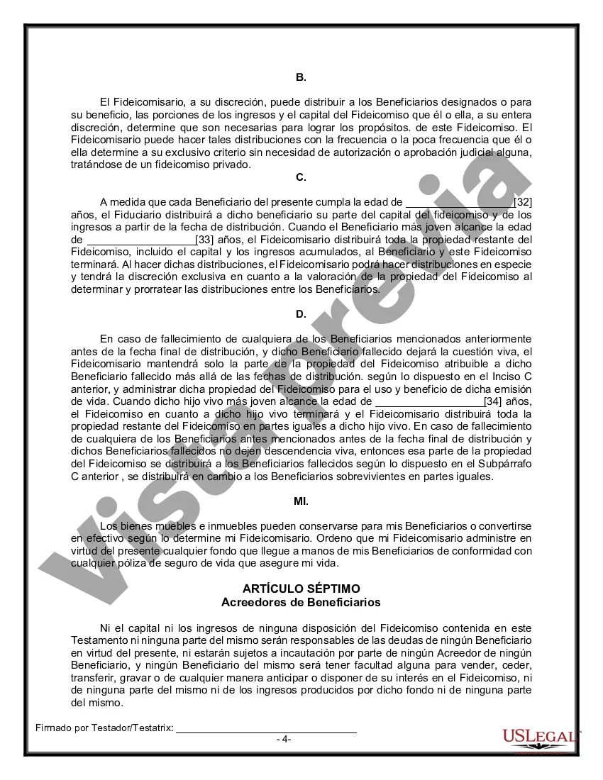 Preview Formulario Legal de Última Voluntad y Testamento para Viuda o Viudo con Hijos Menores