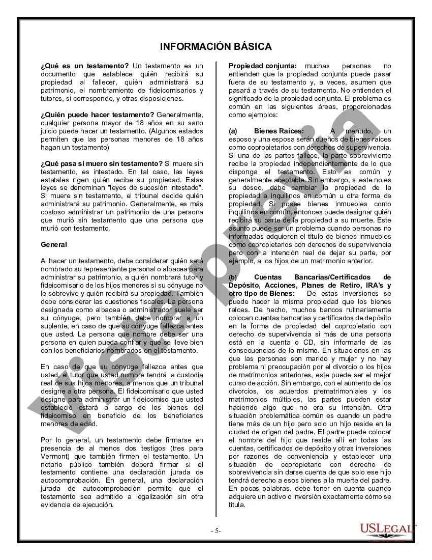 Preview Formulario Legal de Última Voluntad y Testamento para Viuda o Viudo con Hijos Menores