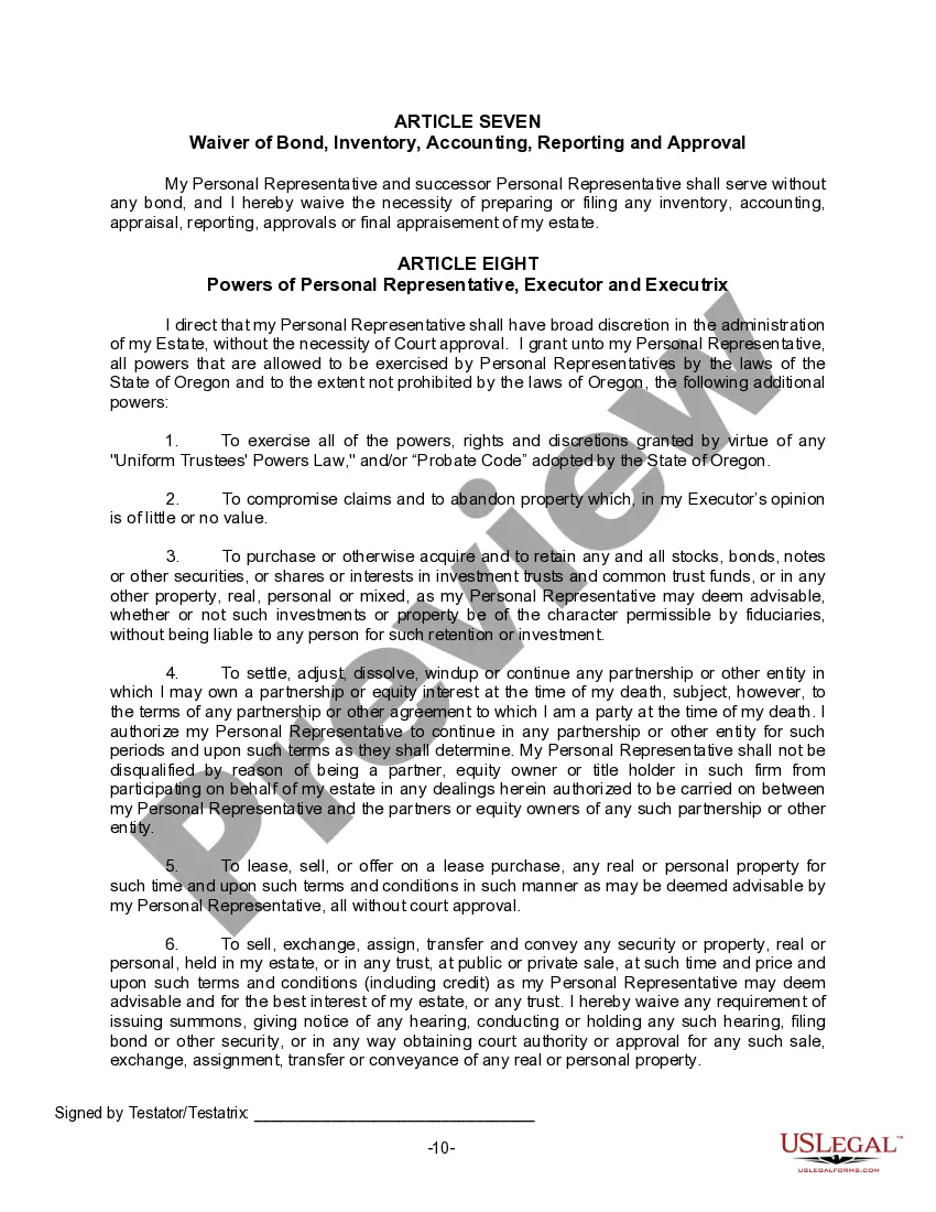 Preview Last Will for a Widow or Widower with no Children