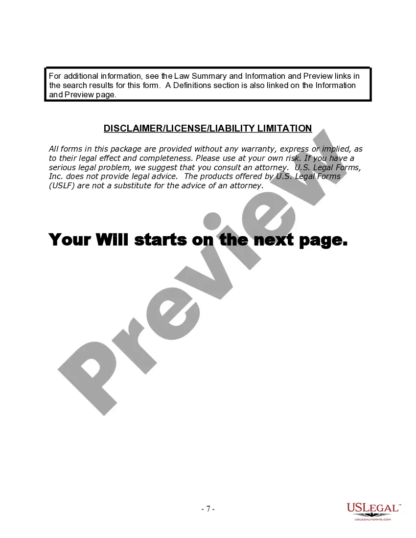 Preview Last Will and Testament for a Widow or Widower with Adult and Minor Children