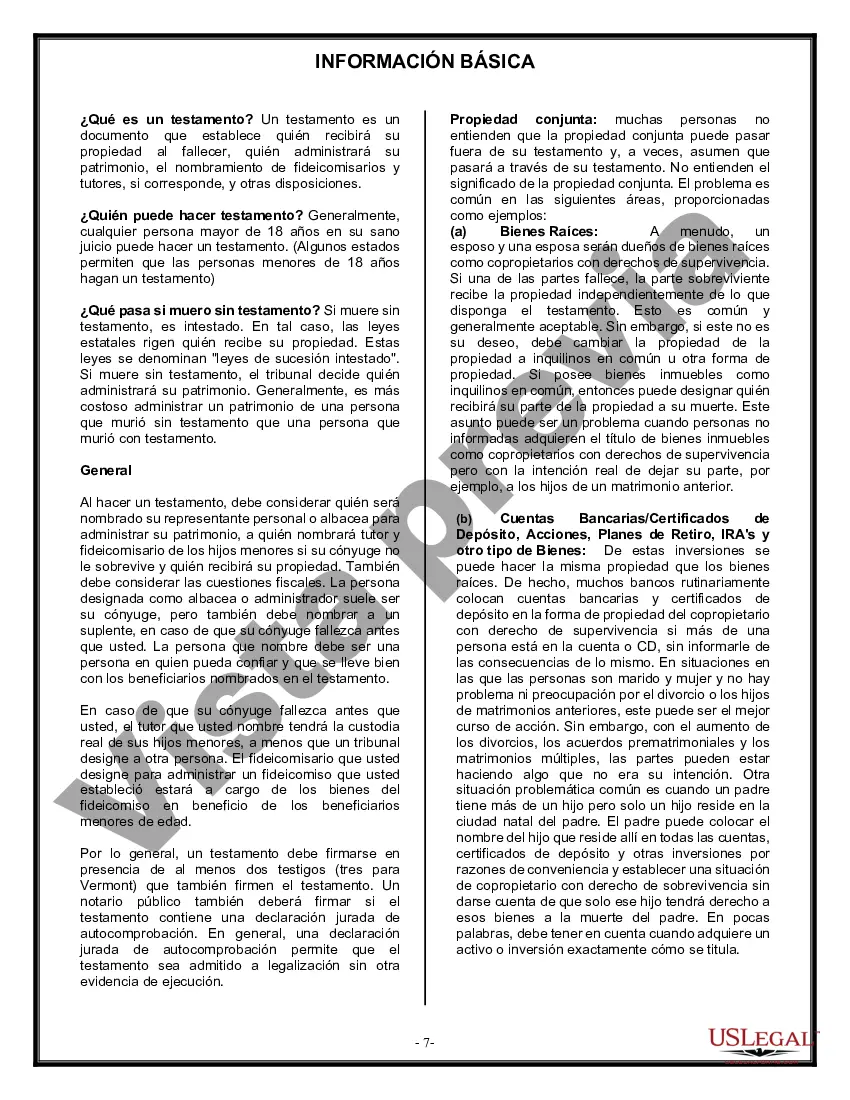 Preview Formulario Legal de Última Voluntad y Testamento para Persona Divorciada y Recasada con Hijos Míos, Tuyos y Nuestros