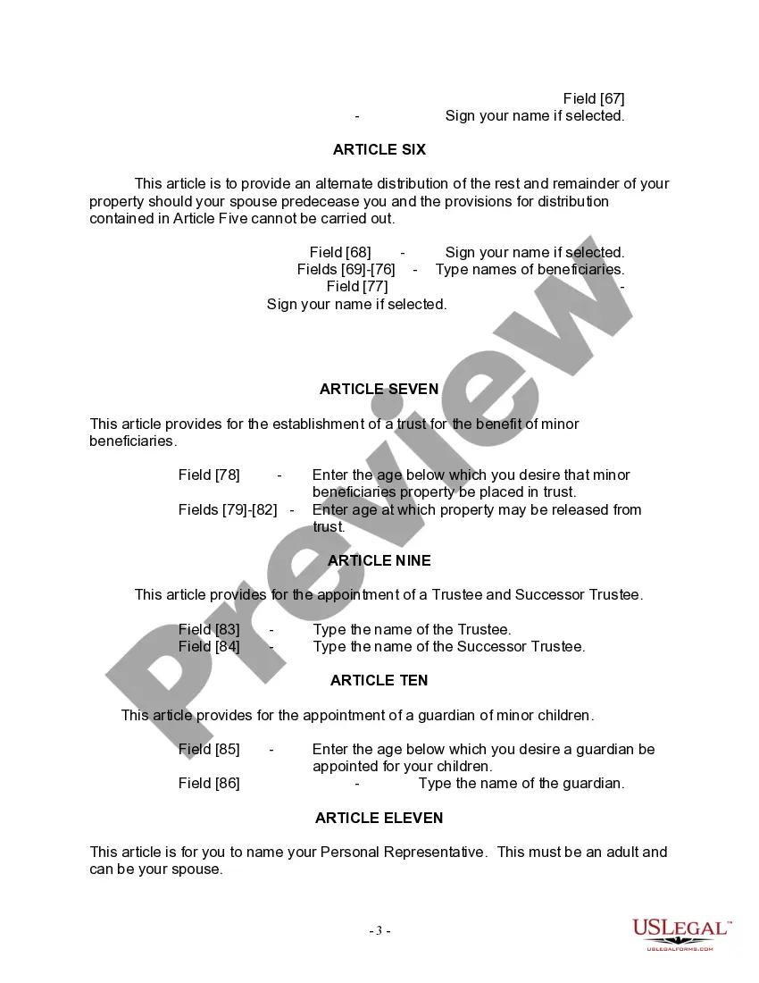 Preview Last Will and Testament for Divorced and Remarried Person with Mine, Yours and Ours Children