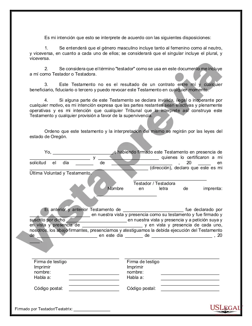 Preview Último testamento legal y formulario de testamento con todos los bienes en fideicomiso llamado testamento invertido