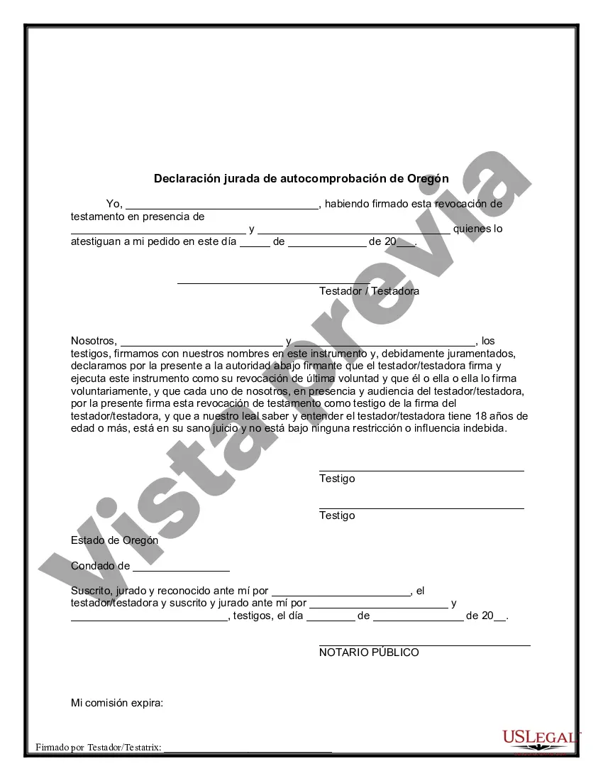 Preview Revocación por escrito del testamento