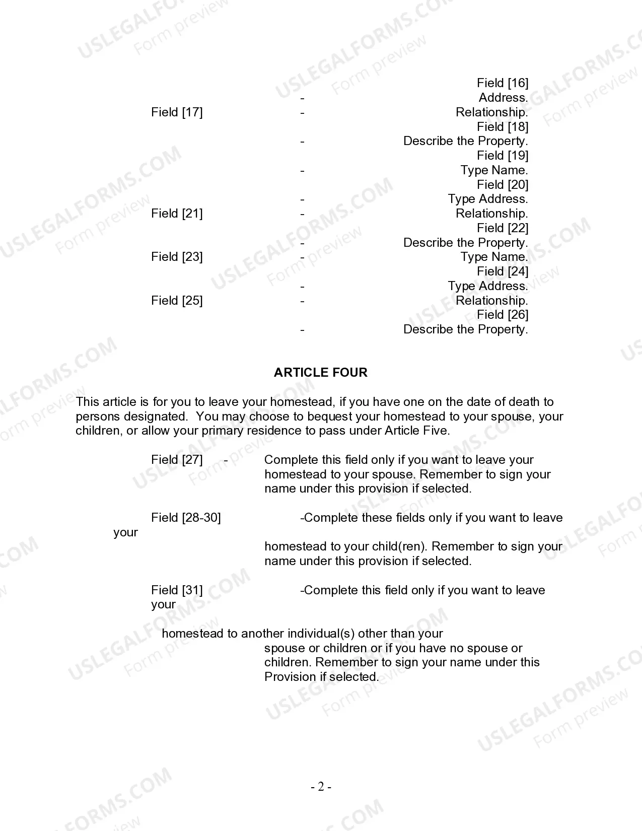 Preview Last Will and Testament for other Persons