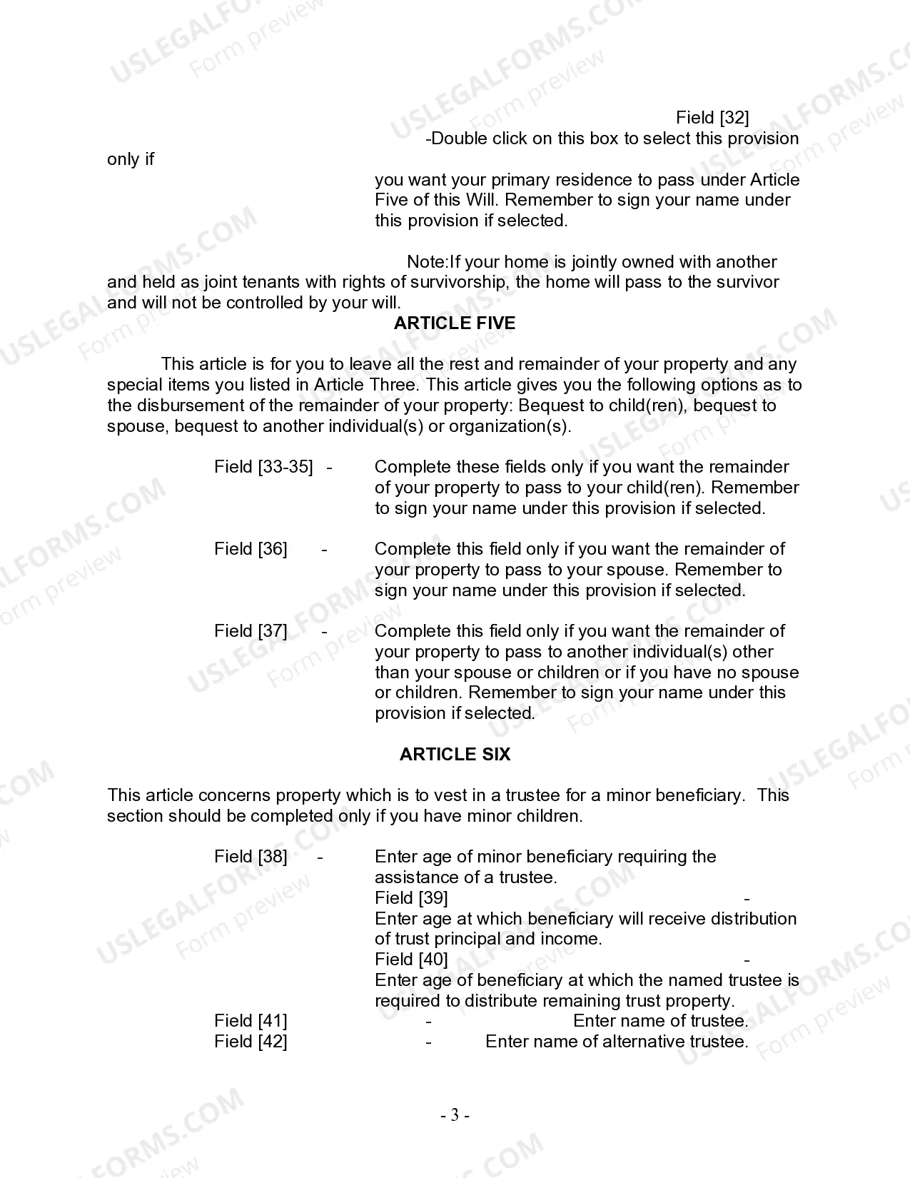 Preview Last Will and Testament for other Persons