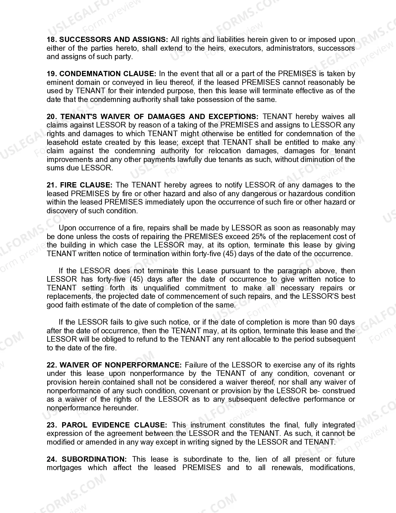 Preview Commercial Lease