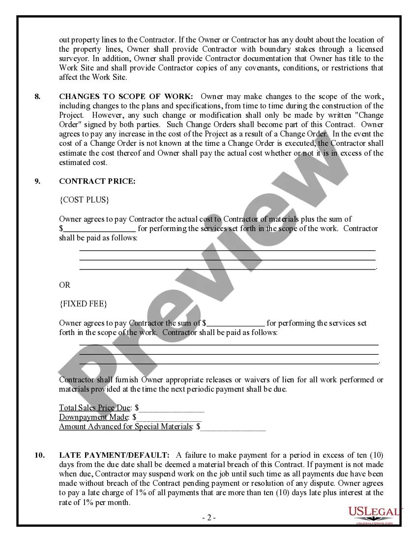 Preview Commercial Contract for Contractor