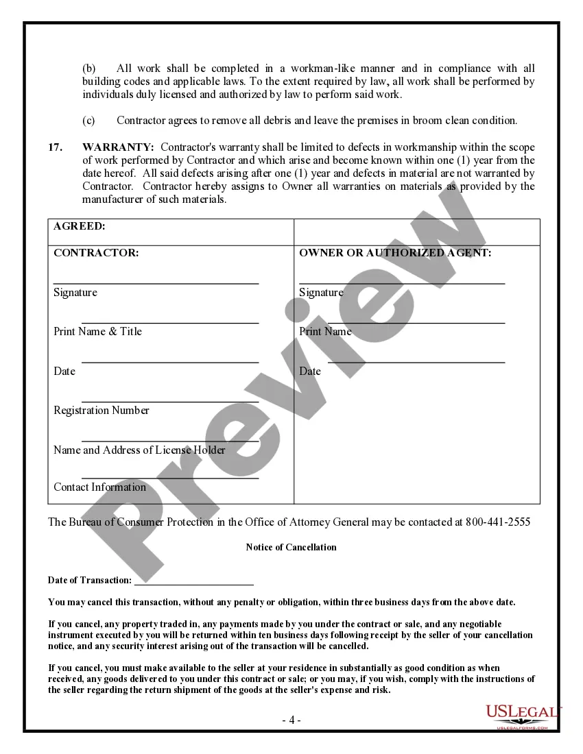 Preview Commercial Contract for Contractor