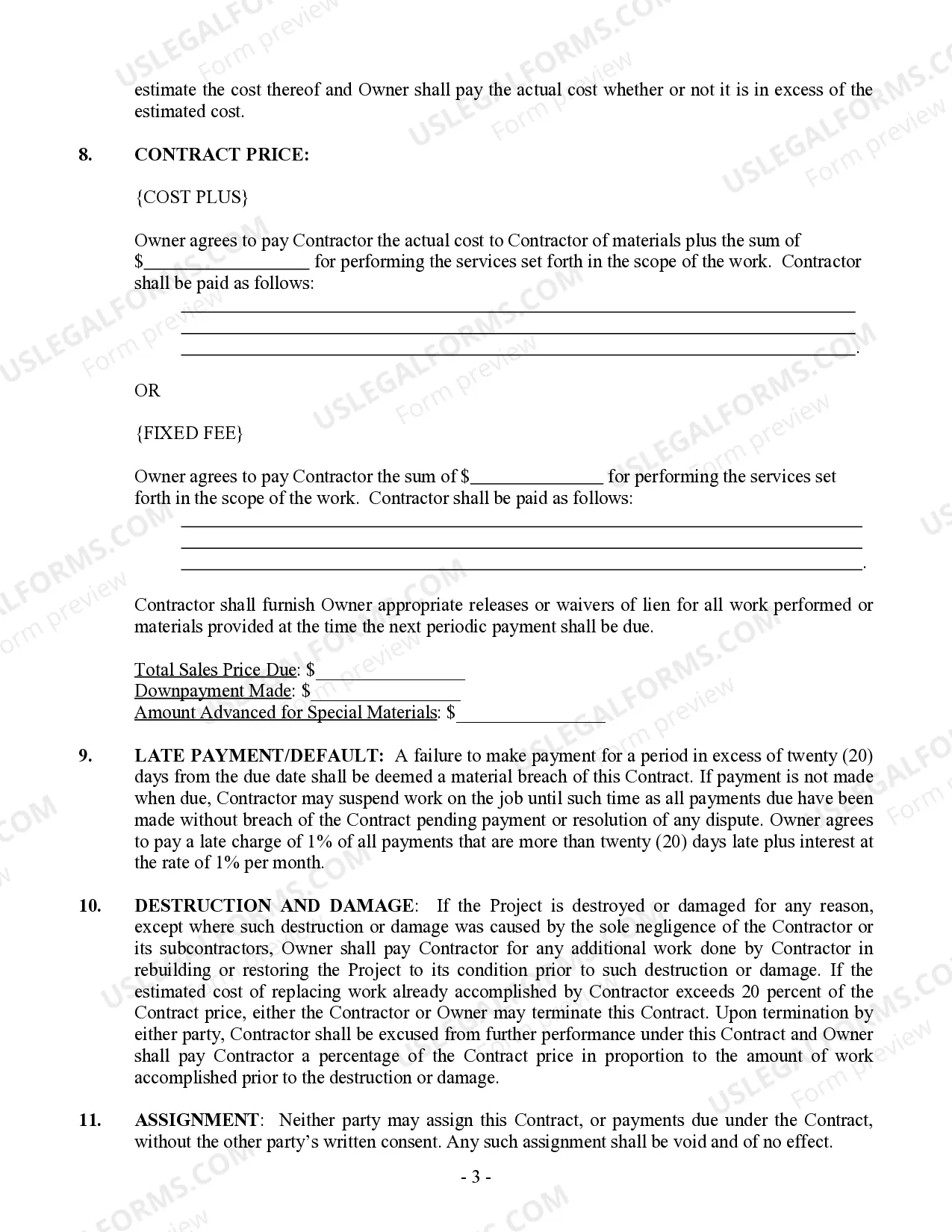 Preview Excavator Contract for Contractor