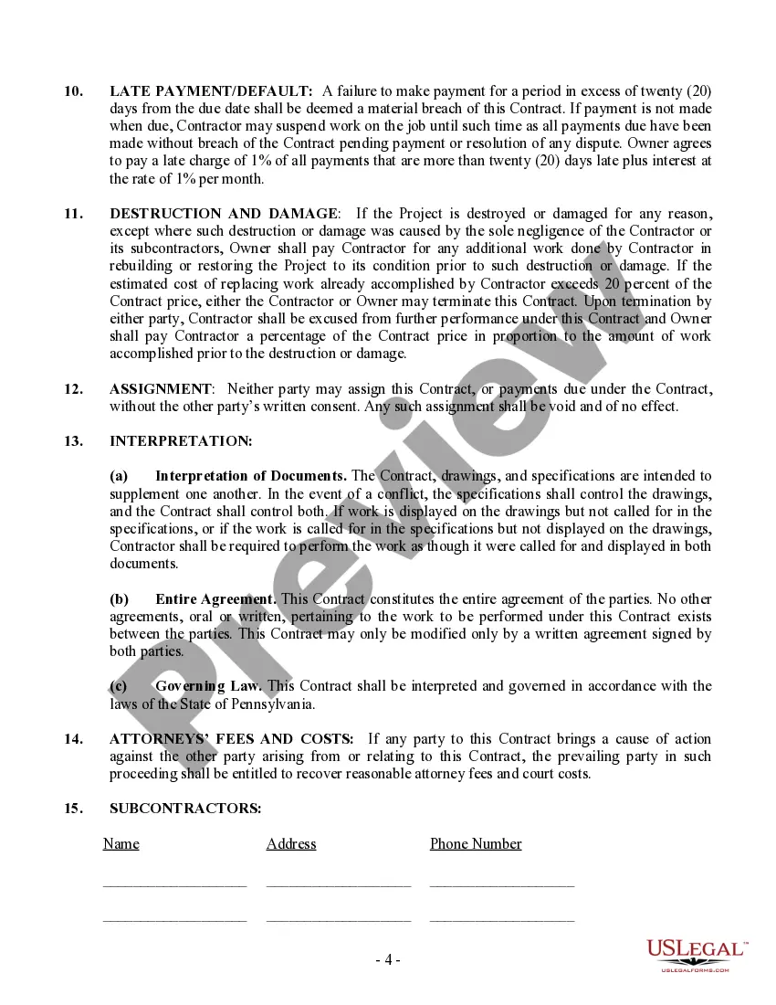 Preview Renovation Contract for Contractor