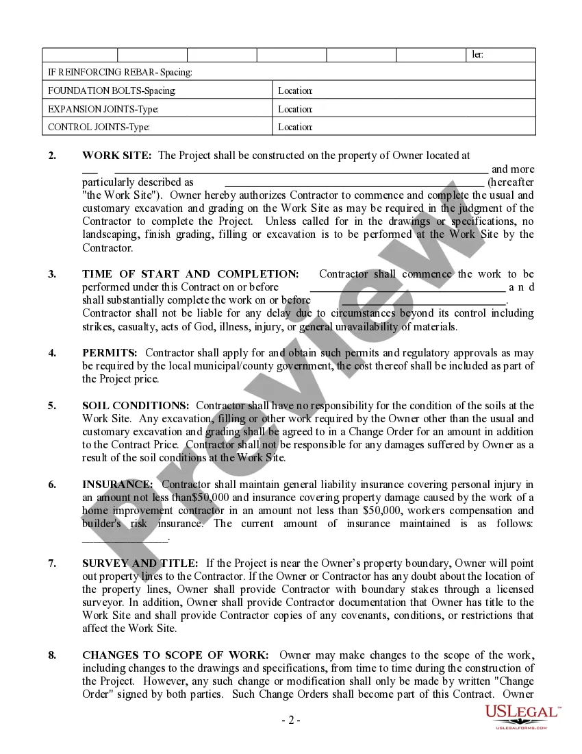 Preview Concrete Mason Contract for Contractor